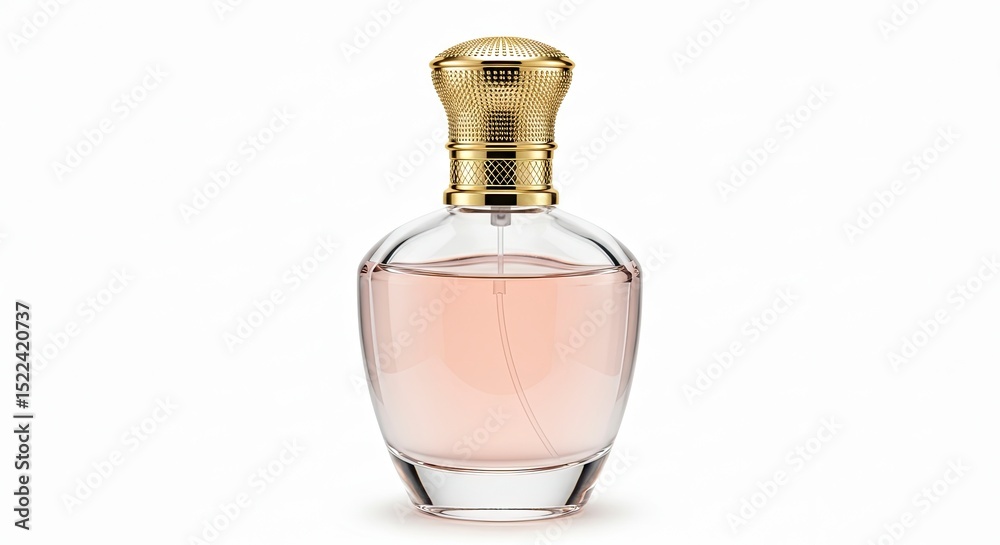 Pink Perfume in Elegant Glass Bottle with Gold Cap Pink Perfume in Elegant Glass Bottle with Gold Cap
