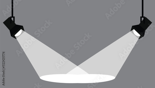 Lamp illumination in flat style. Movie Spotlight vector illustration. Vector flat spotlight with empty space.