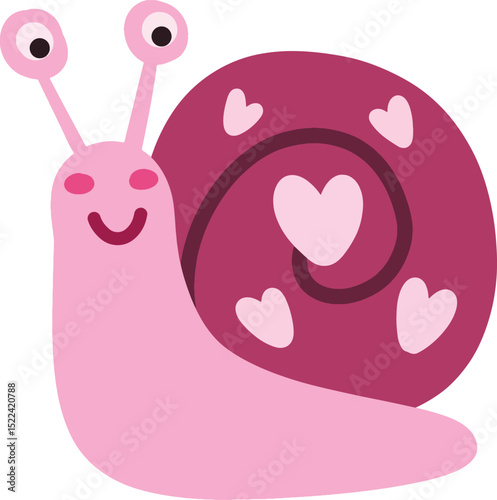 Cute Pink Snail with Hearts