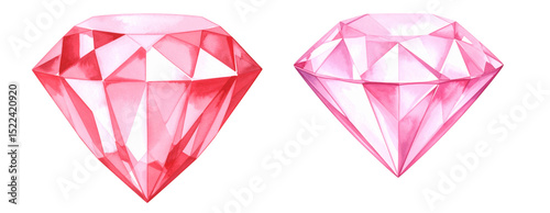 Two stunning pink diamonds, showcasing sparkling facets, ideal for design projects.
