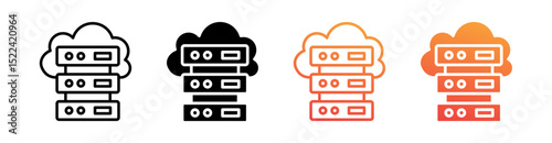 Cloud Server Multi Style Icon Set Vector 