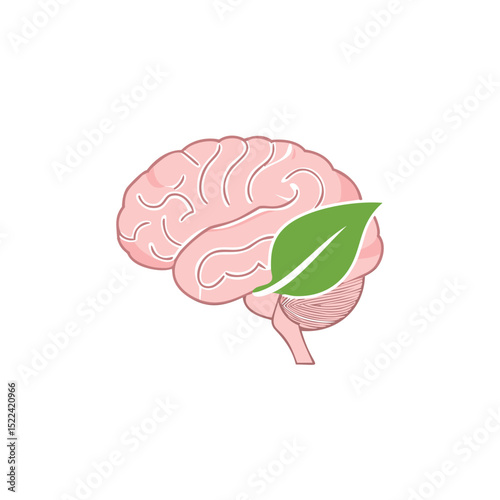 Healthy mind green leaf brain wellness nature