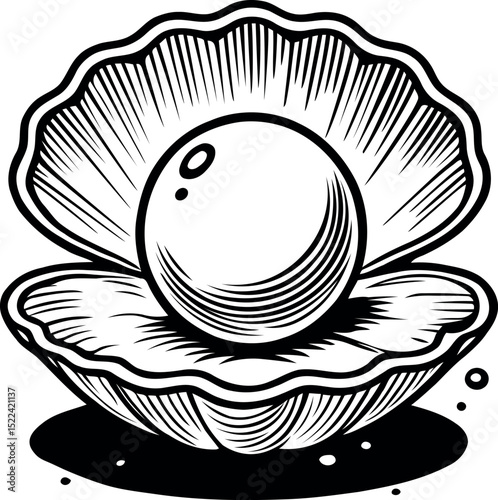 Silhouette of Ocean Pearl in an Oyster Shell