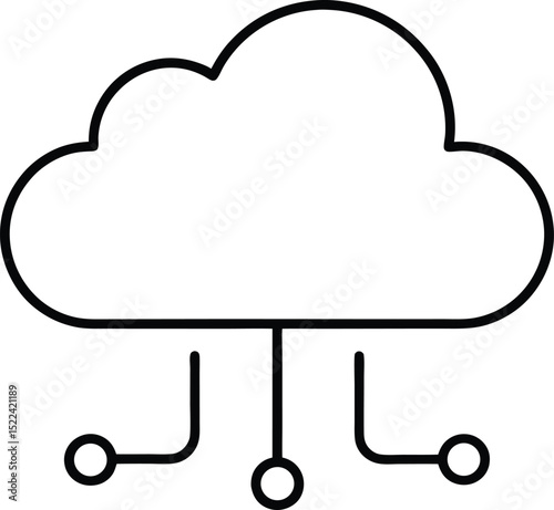 cloud computing icon line art vector illustration on transparent background
