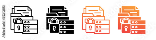 Private Data Multi Style Icon Set Vector 