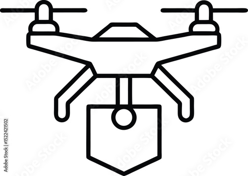delivery drone icon line art vector illustration on transparent background

