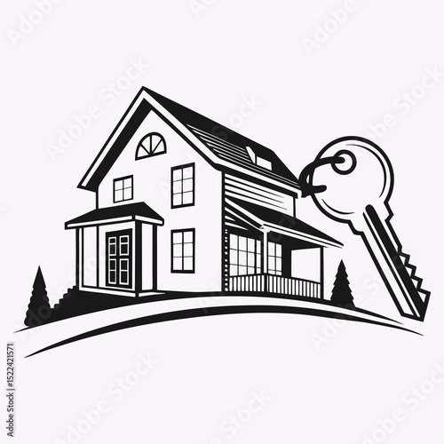 Real Estate Logo with House and Roof Silhouette

