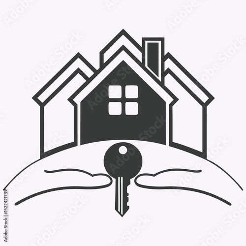 Real Estate Logo with House and Roof Silhouette

