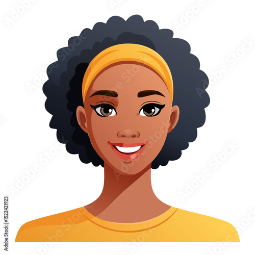 Flat Vector. Portrait of only one Woman. Simple Background.
