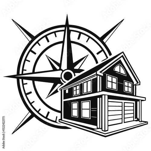 Real Estate Logo with House and Roof Silhouette

