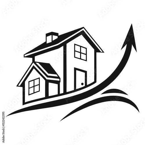 Real Estate Logo with House and Roof Silhouette

