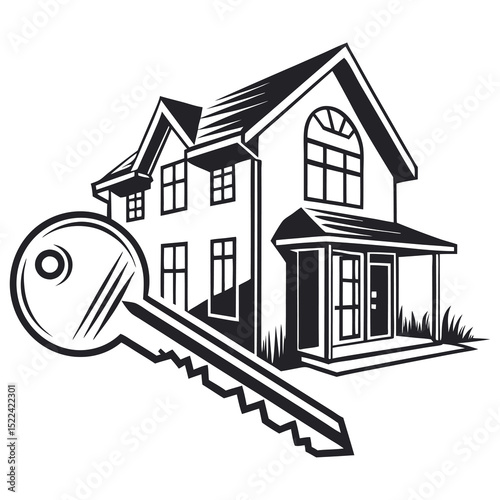 Real Estate Logo with House and Roof Silhouette

