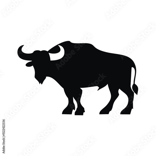 Majestic black silhouette of a powerful bull