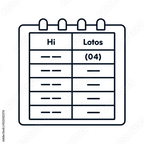 Blank calendar table with sections for Hi and Lotos entries