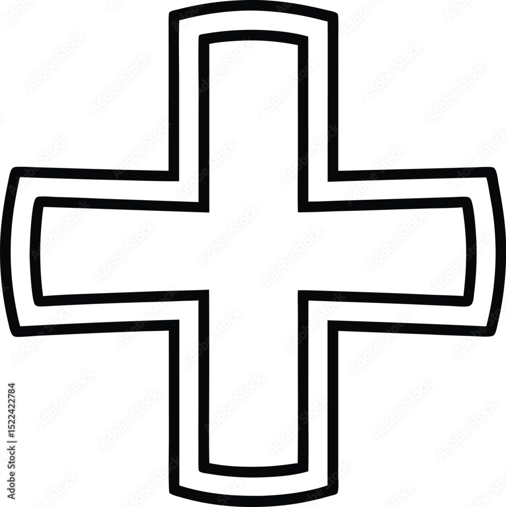 Obraz premium medical cross icon line art vector illustration on transparent background 