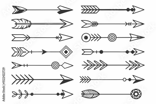Vector set of hand drawn arrows with various designs suitable for decorative and conceptual design elements
