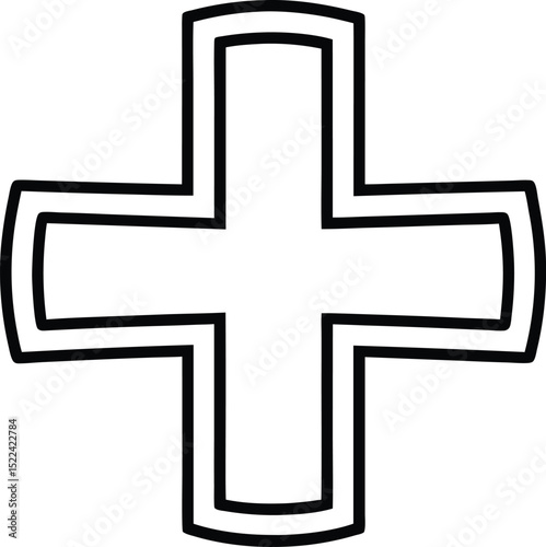 medical cross icon line art vector illustration on transparent background
