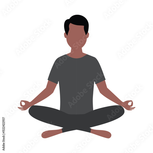 Man meditating in lotus position peaceful mindful yoga