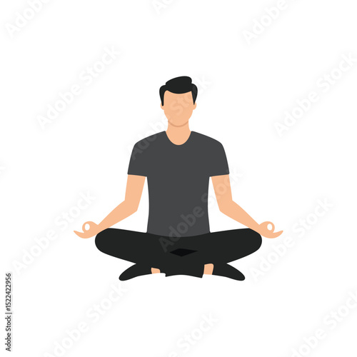 Man meditating in lotus position yoga pose mindfulness