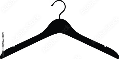 Silhouette of a Classic Black Clothes Hanger Against a Plain White Background