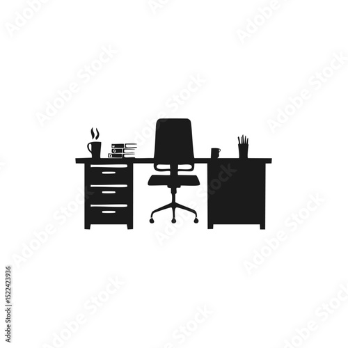 Modern office desk workspace setup minimalist icon