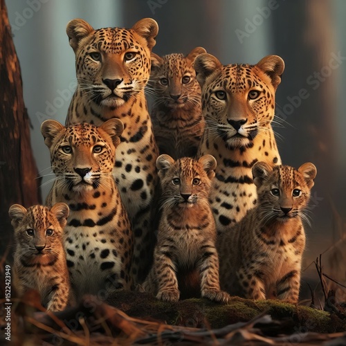 A group usually consisting of related females and their young pl photo