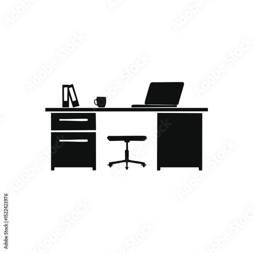 Modern office desk workspace laptop computer chair