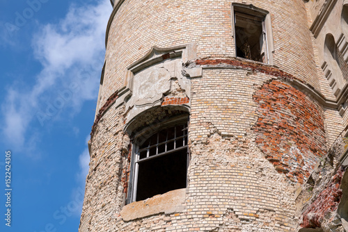 A fragment of the ruins of a manor house in the estate of Vladimir Khrapovitsky. Muromtsevo, Vladimir region, Russia photo