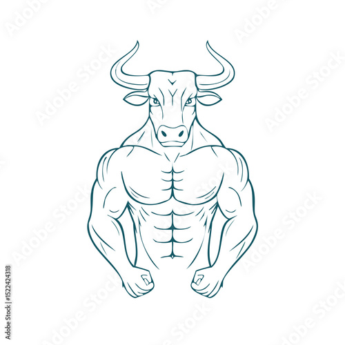 Wallpaper Mural Muscular bull head strong bodybuilder fitness logo Torontodigital.ca