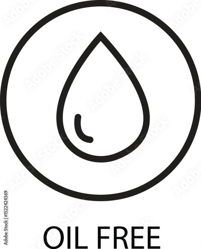 Oil free product icon vector illustration for skincare and beauty products and packaging design element
