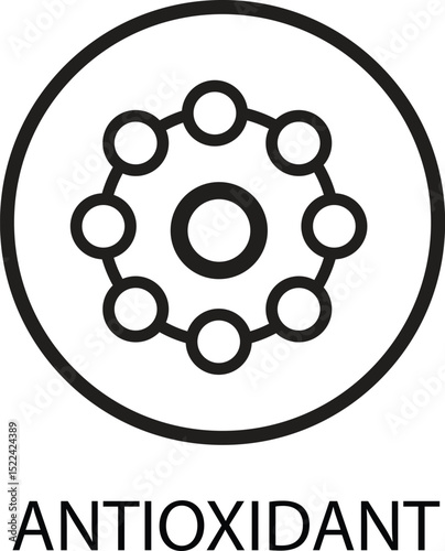 Antioxidant molecule icon vector illustration health benefits and free radical protection concept design