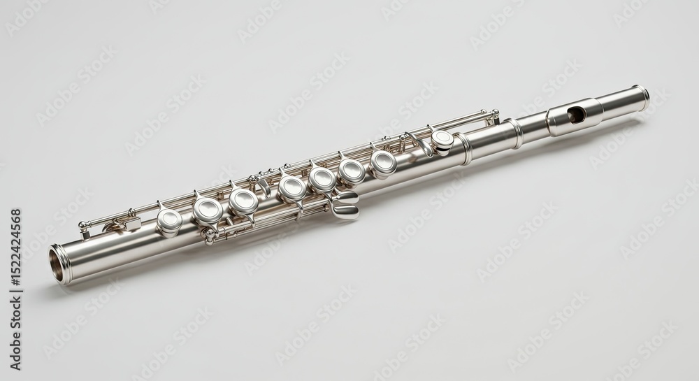 Fototapeta premium Silver Flute on White Background
