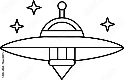 space station icon line art vector illustration on transparent background

