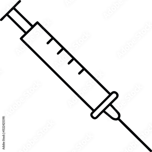 syringe icon line art vector illustration on transparent background
