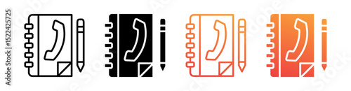 Phone Book Multi Style Icon Set Vector 