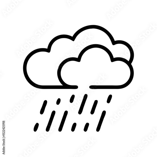Outline of cloud with heavy rainfall in simple black design  