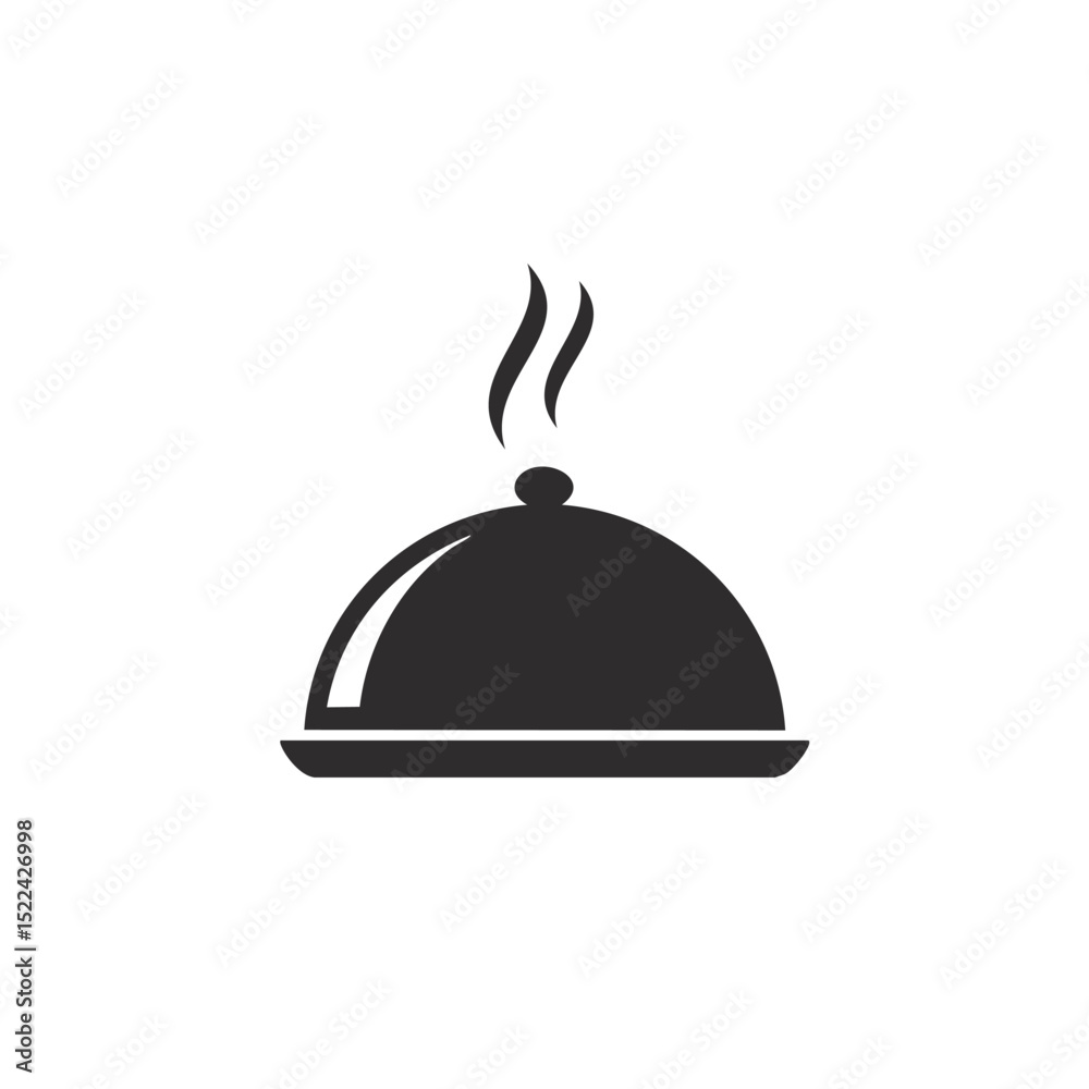 Fototapeta premium Restaurant food service hot dish cloche icon