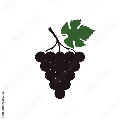 Silhouette of a grape bunch with leaf