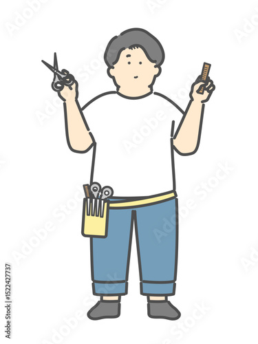 男性美容師のイラスト