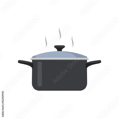 Steaming black pot with lid cooking food kitchenware