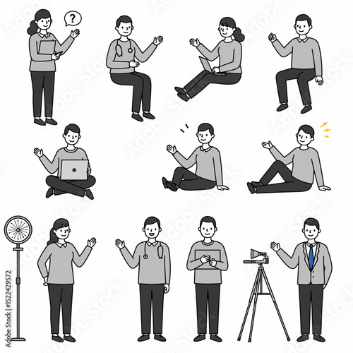 People working with devices, business and medicine