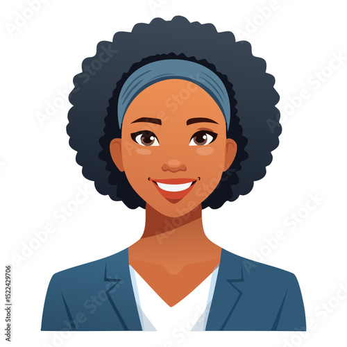 Flat Vector. Portrait of only one Woman. Simple Background.