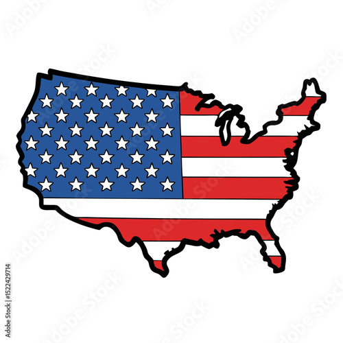Map of USA Filled with American Flag Vector