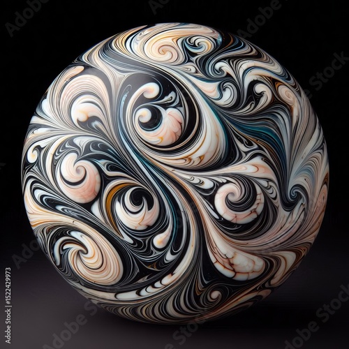 Decorative Marbled Paperweight – A solid object with swirling