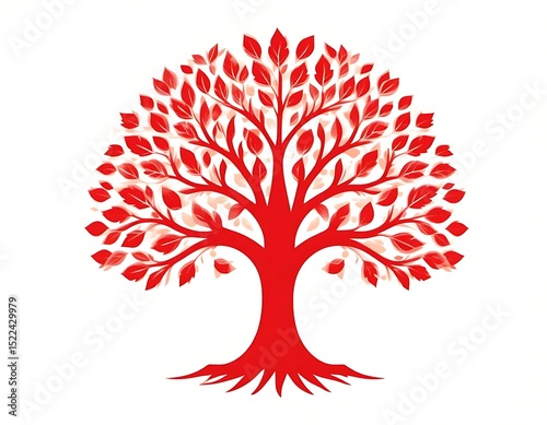 Red tree illustration vibrant design nature art graphic design tree of life family tree artistic tree drawing