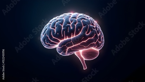 Abstract AI Brain Circuit with Glowing Lines