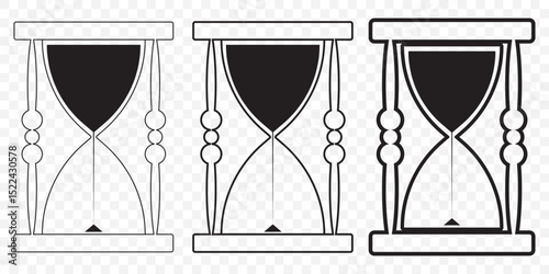 Vintage hourglass sand timer time passing concept on Transparent Background. EPS 10.
