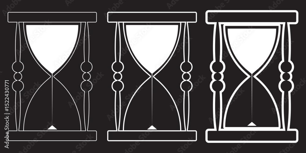 Fototapeta premium Vintage hourglass sand timer time passing concept on Transparent Background. EPS 10.