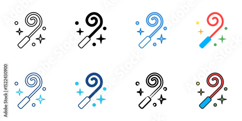 Party Blower icon set multiple style collection 

