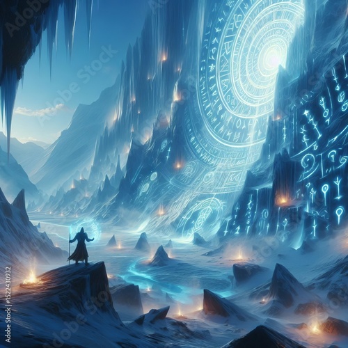 Runebound Glacier – A massive ice sheet etched with glowing ru